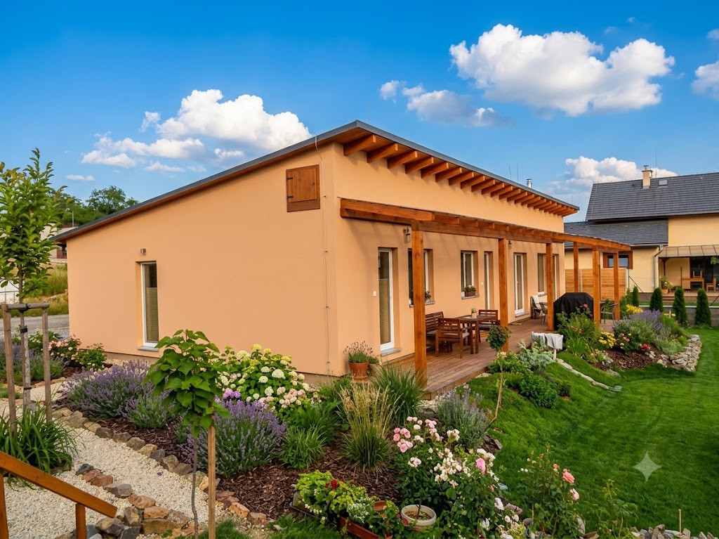 Haus mit Pultdach in Fertigbauweise